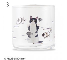 看魚玻璃杯 八字猫
